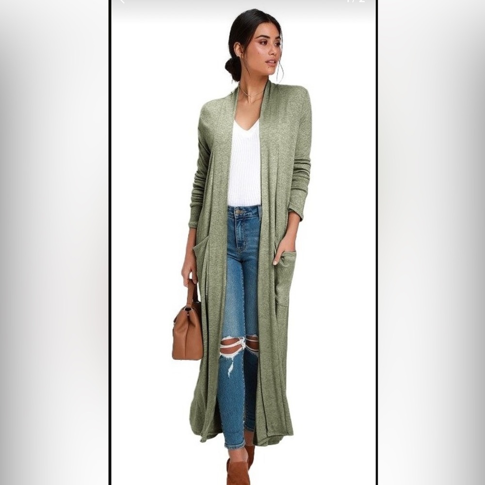Women haki long cardigan size M